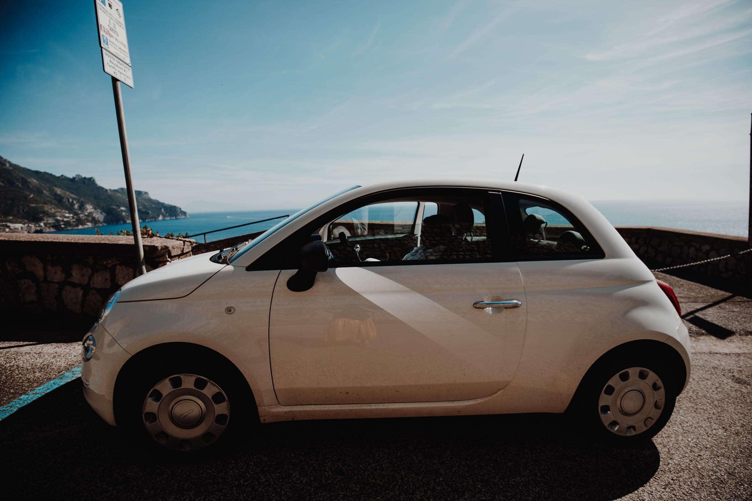 Amalfi Coast with Fiat 500 rental car