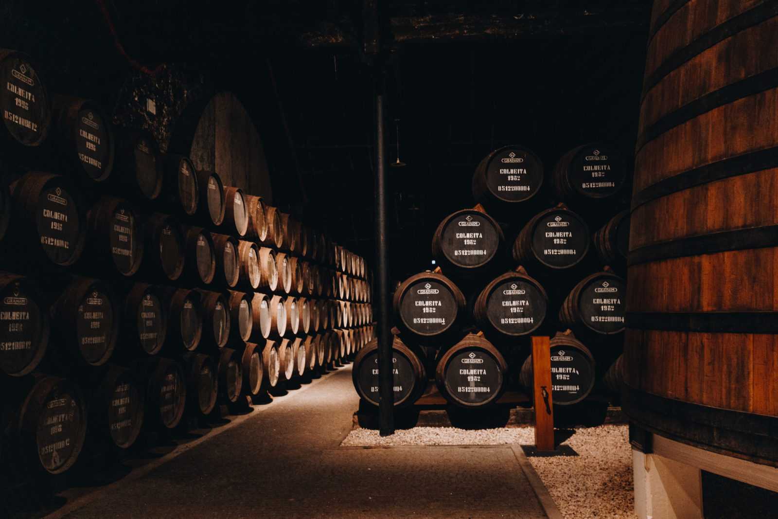 port wine porto portugal wooden barrels winery