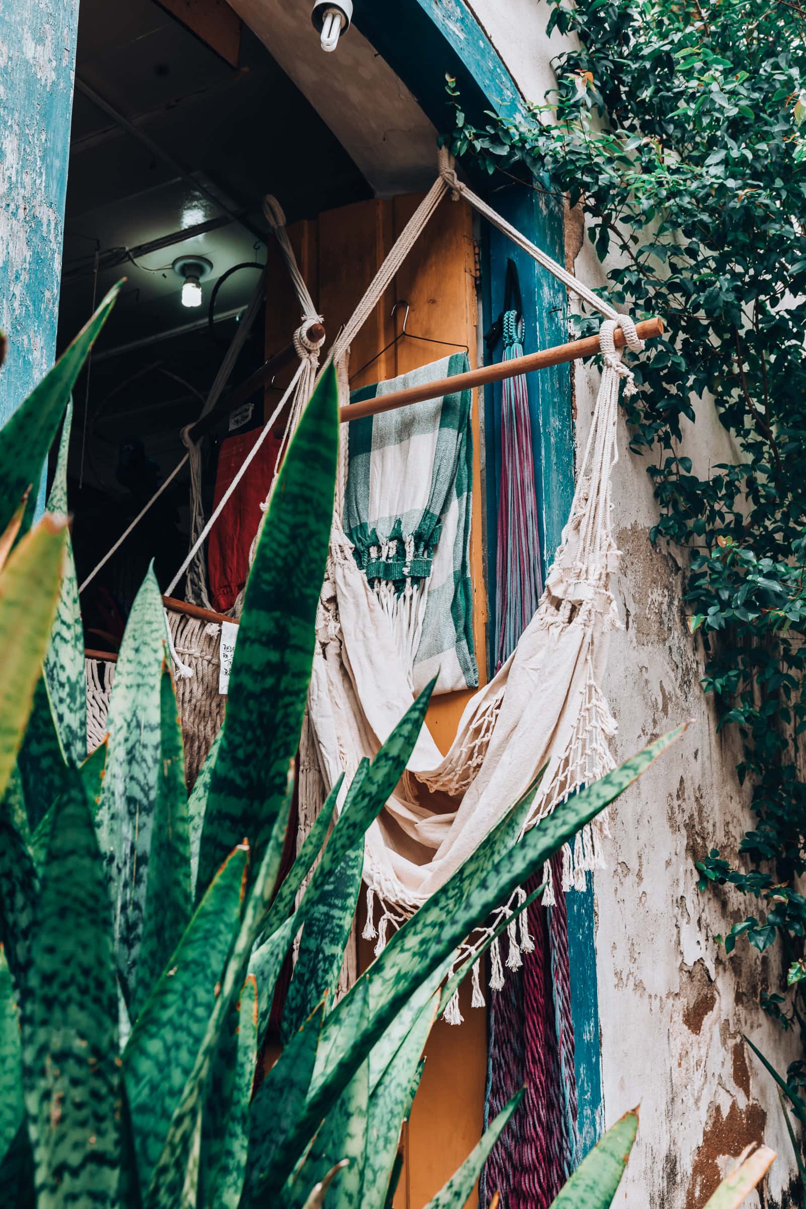 Hammocks in souvenir store in Paraty