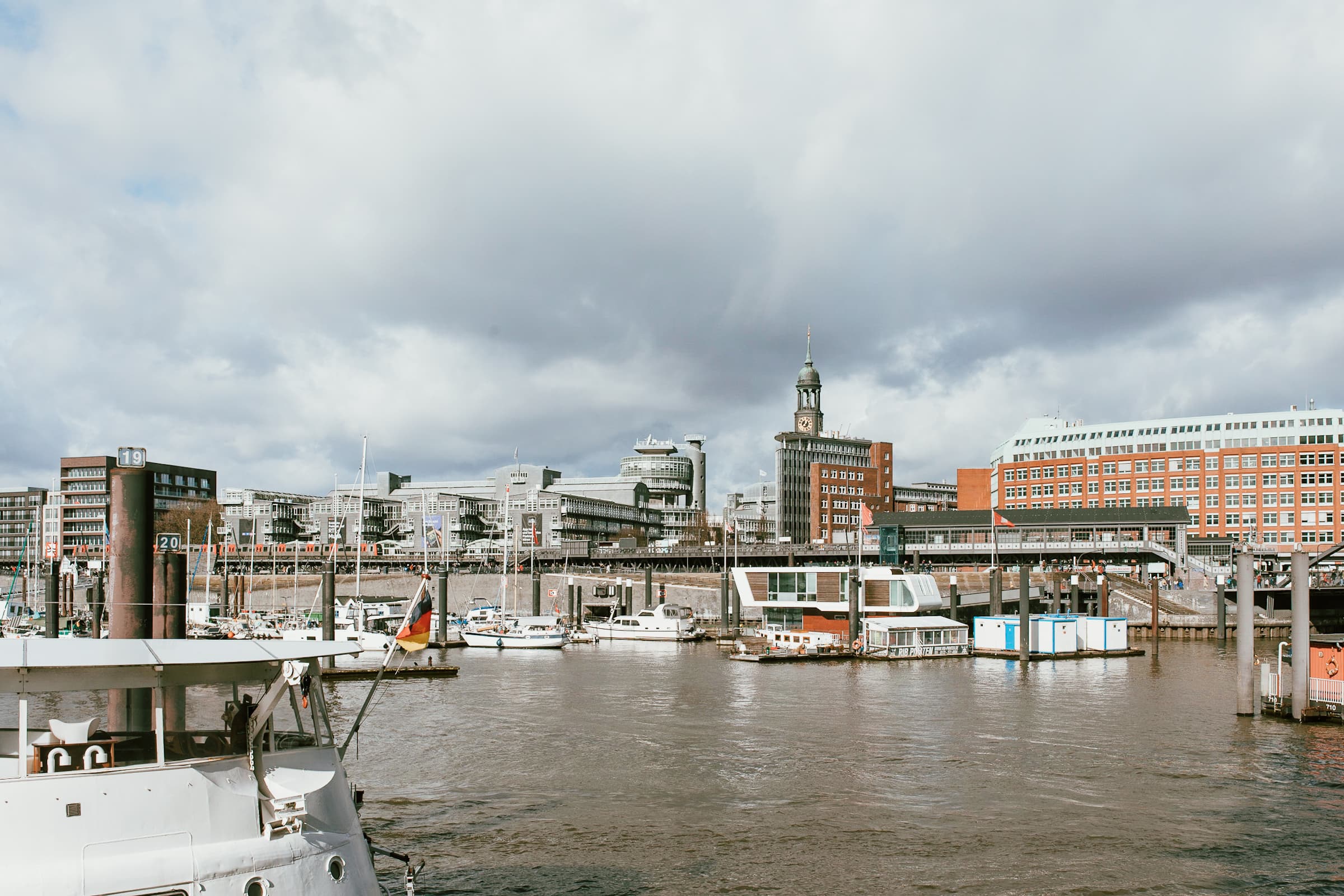 Hamburg city with skyline from the Elbe river