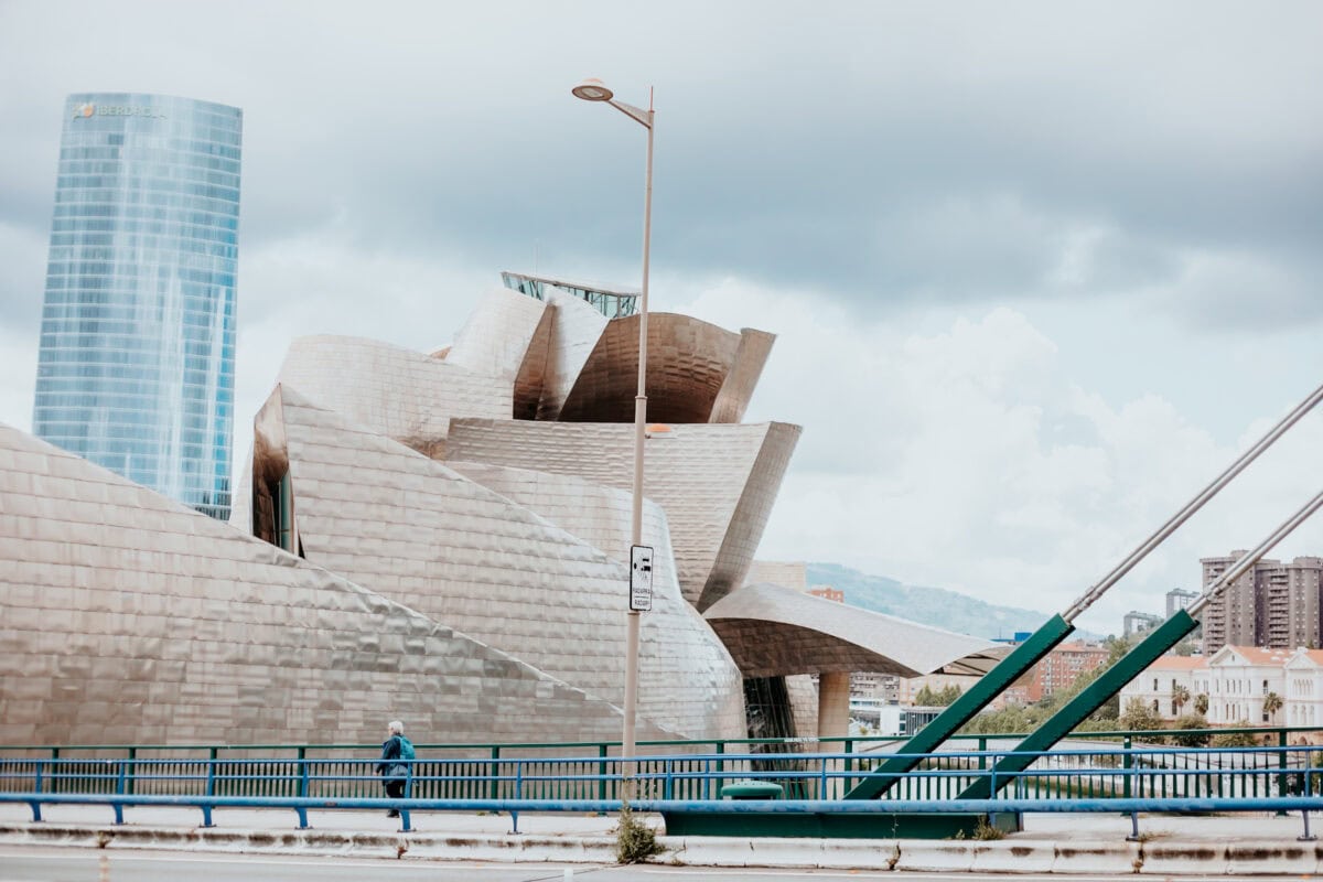 Guggenheim Museum in Bilbao, futuristic architecture.