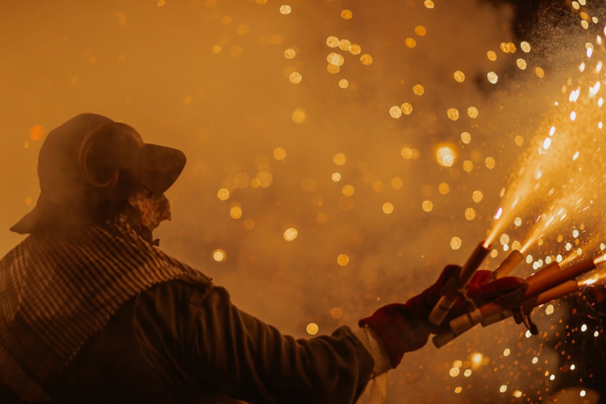 Person with sparks and fireworks