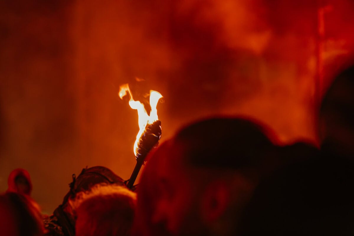 Burning torch in the dark background