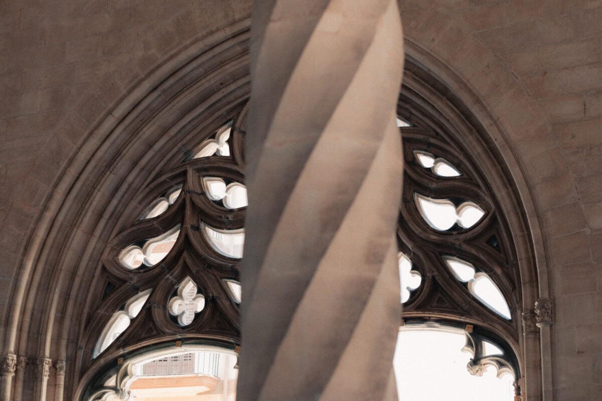 Gothic window and pillar in church