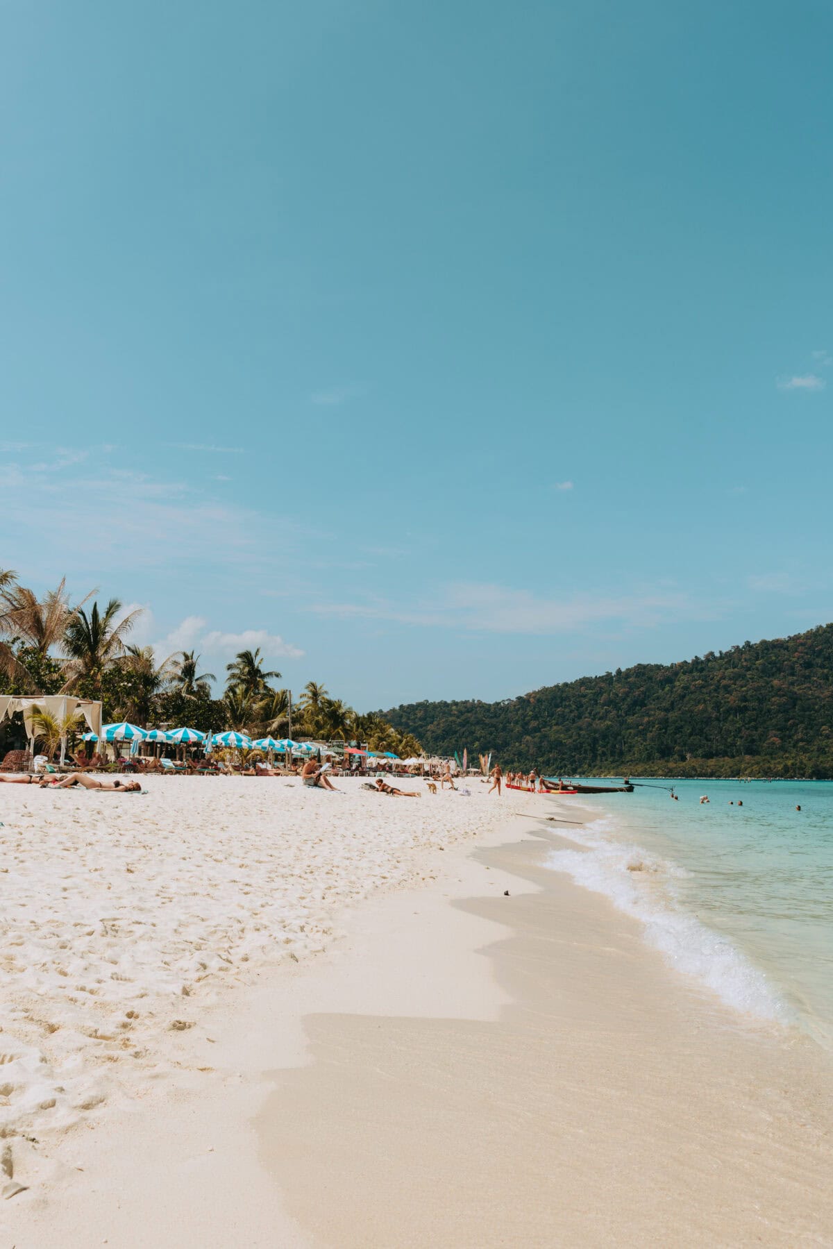 Tropical beach with palm trees and turquoise sea